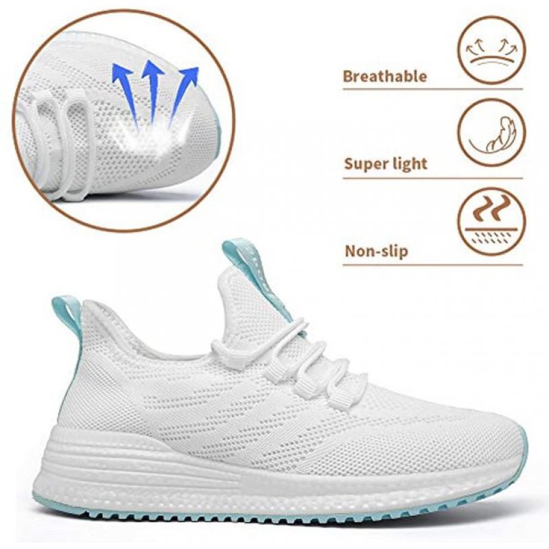 IPETSUN Women's Running Shoes Lightweight Non Slip Breathable Mesh Sneakers Sports Athletic Walking Work Shoes White