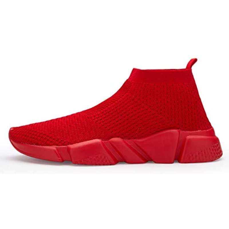 Santiro Men's Running Shoes Breathable Knit Slip On Sneakers Lightweight Athletic Shoes Casual Sports Shoes Red