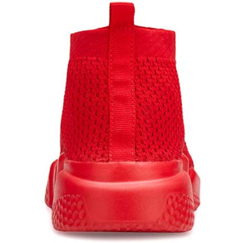 Santiro Men's Running Shoes Breathable Knit Slip On Sneakers Lightweight Athletic Shoes Casual Sports Shoes Red